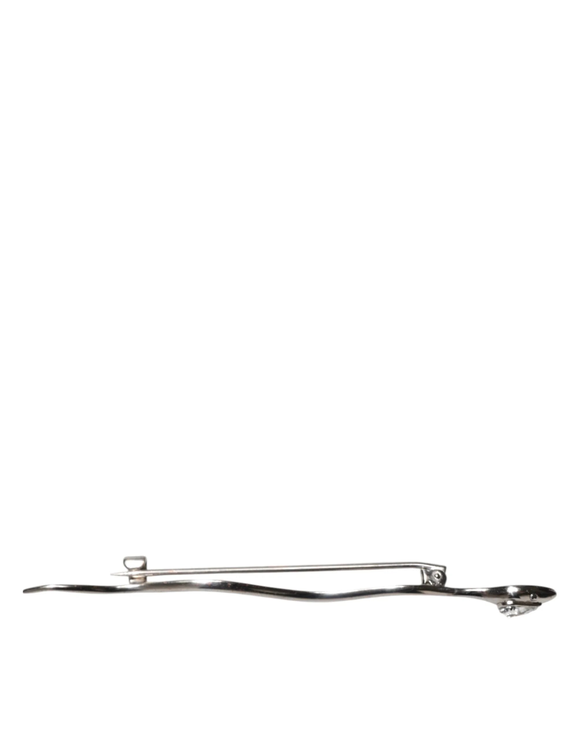 Dolce & Gabbana Silver Brass Crystal Spilla Serpente Mens Brooch Pin - Brooches & Lapel Pins