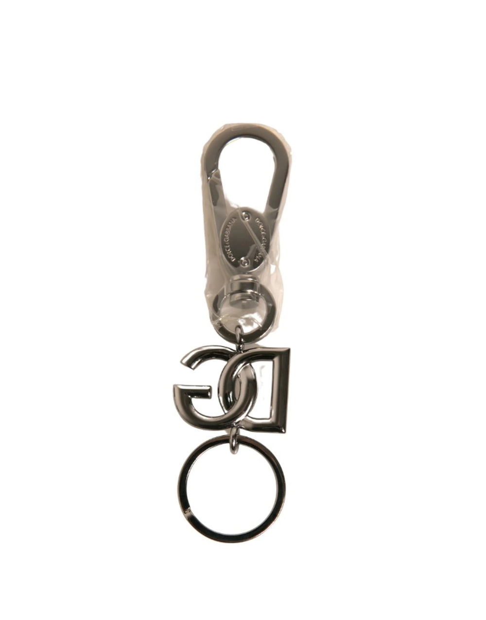 Dolce & Gabbana Silver Brass DG Logo Keychain Metal Ring Keyring - Keychains