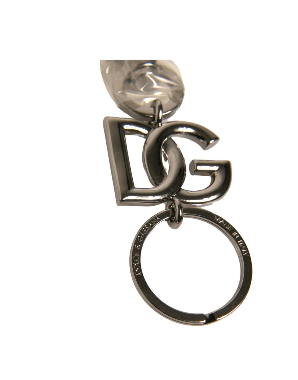 Dolce & Gabbana Silver Brass DG Logo Keychain Metal Ring Keyring - Keychains