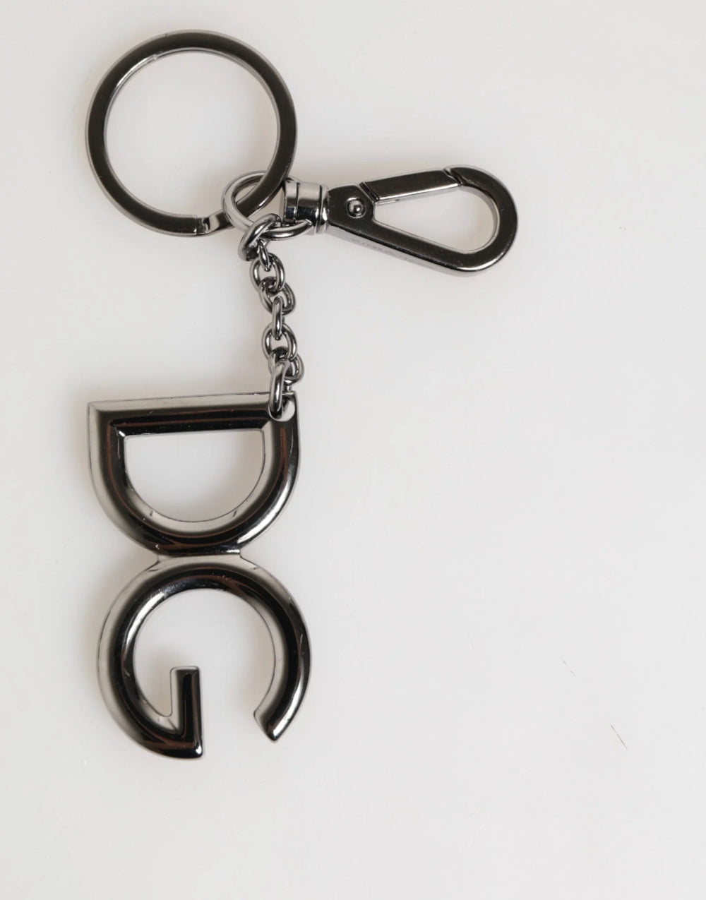 Dolce & Gabbana Silver Brass DG Logo Metal Keychain Holder Men Keyring - Keychains