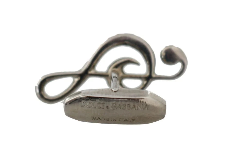 Dolce & Gabbana Silver Brass Tremble Clef Crystal Cufflinks - Cufflinks