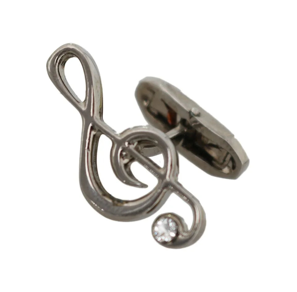 Dolce & Gabbana Silver Brass Tremble Clef Crystal Cufflinks - Cufflinks