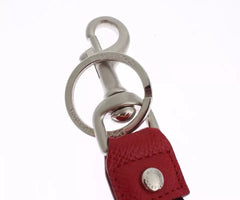 Dolce & Gabbana Silver Brown Raffia Leather Clasp Finder Chain Keyring - Keychains