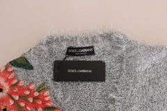 Dolce & Gabbana Silver Cardigan Floral Applique Sweater - IT44|L - Cardigans