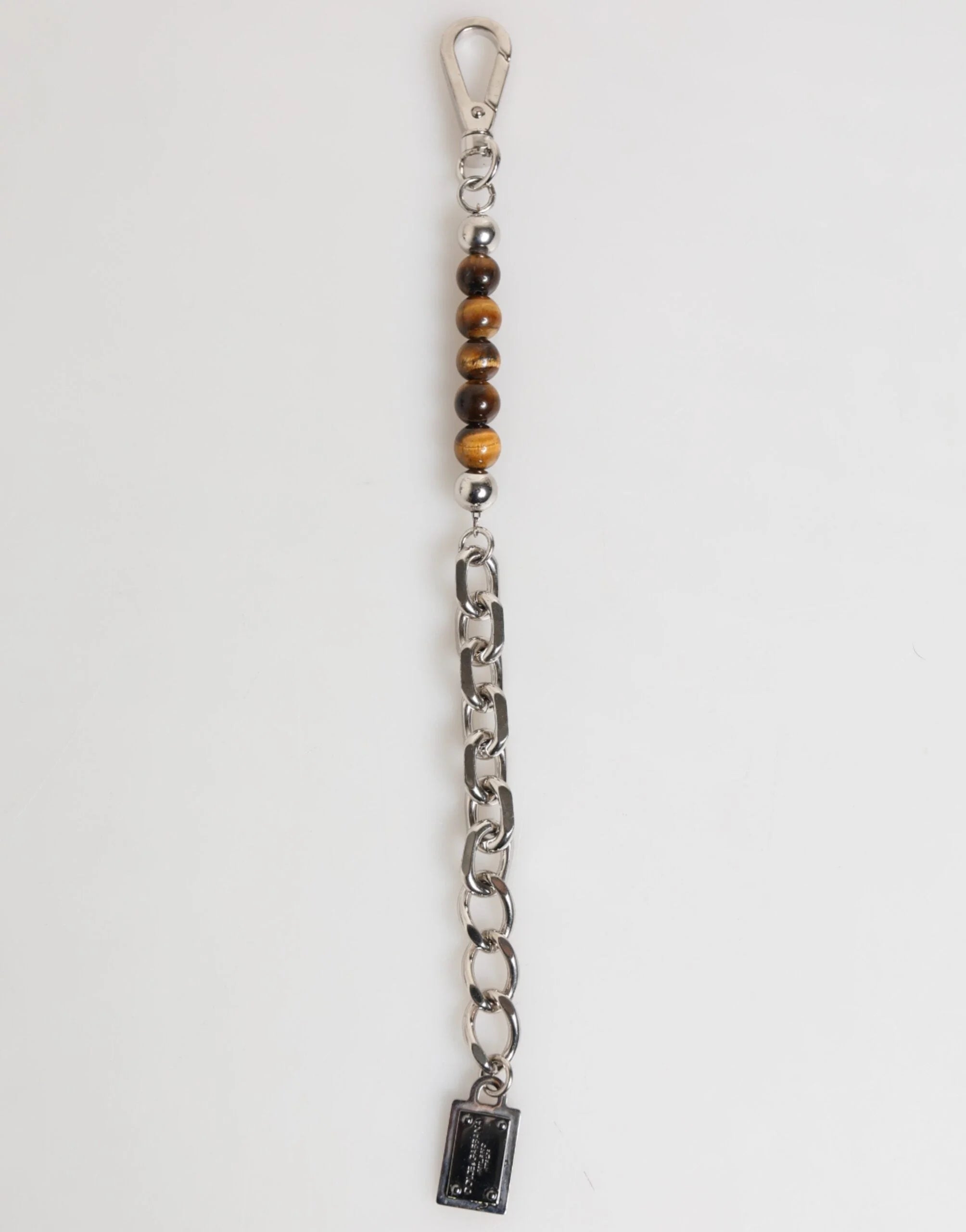 Dolce & Gabbana Silver Chain Brass Beaded Lobster Clasp Logo Men Bracelet - Bracelets