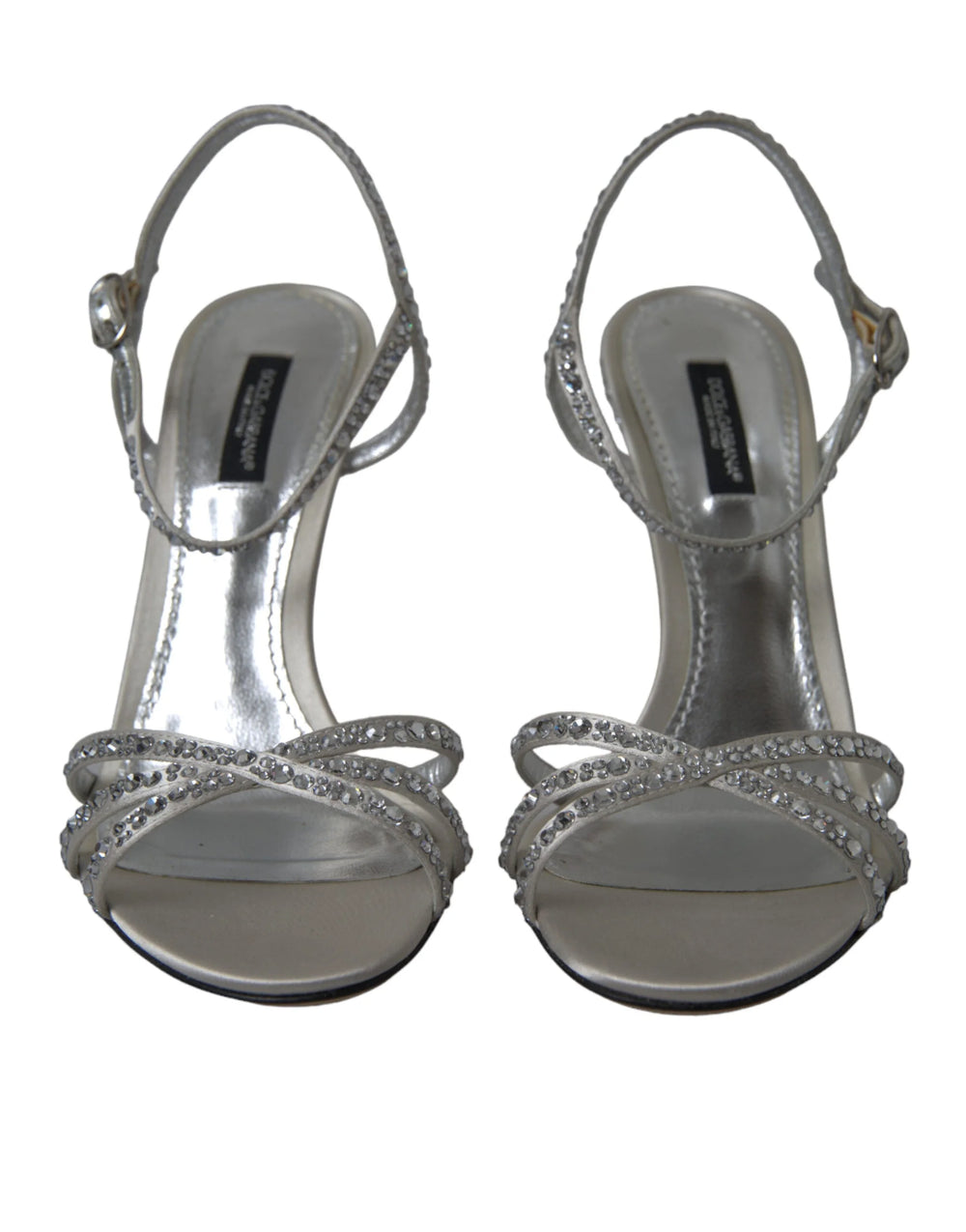 Dolce & Gabbana Silver Crystal Ankle Strap Sandals Shoes - Sandals