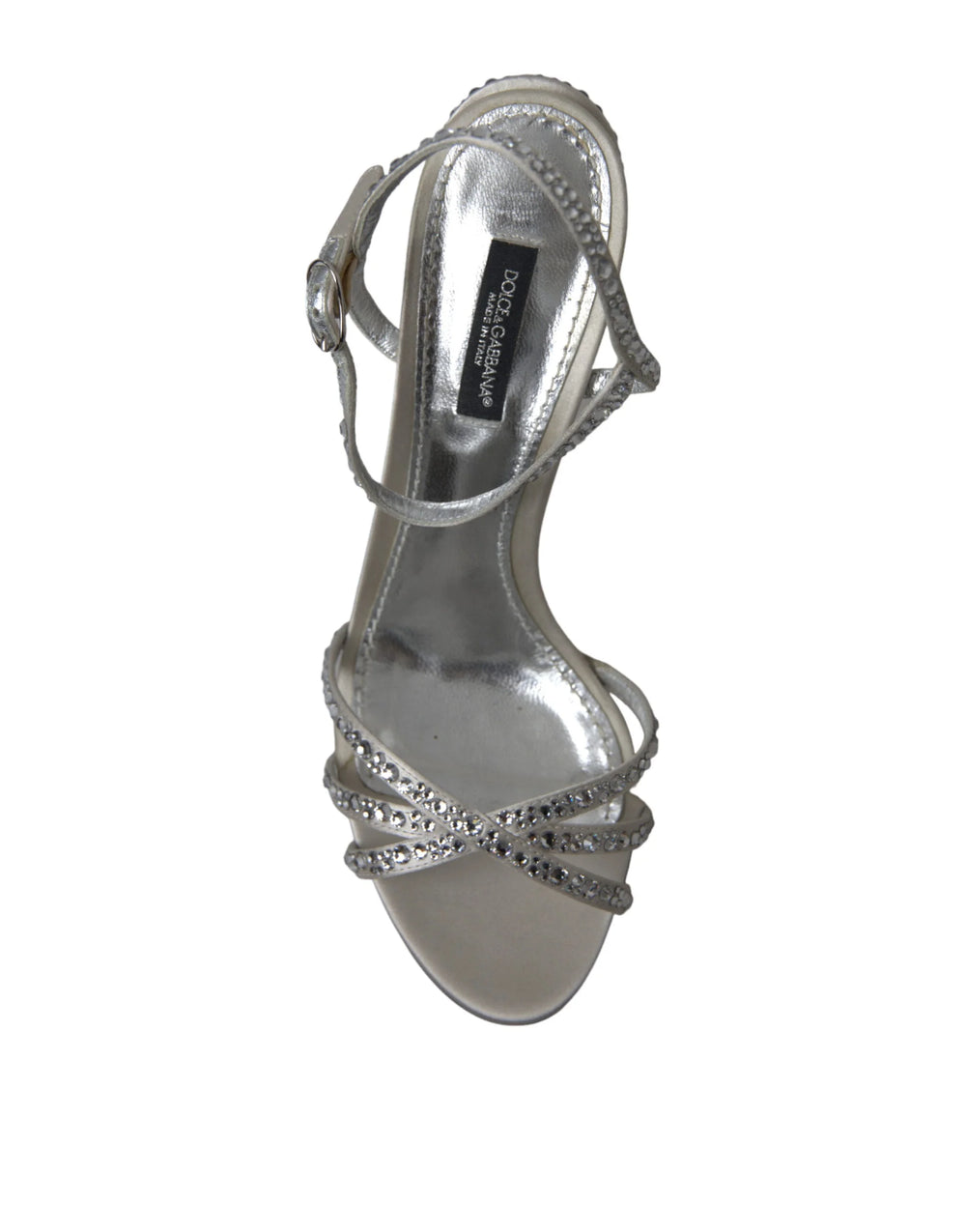 Dolce & Gabbana Silver Crystal Ankle Strap Sandals Shoes - Sandals