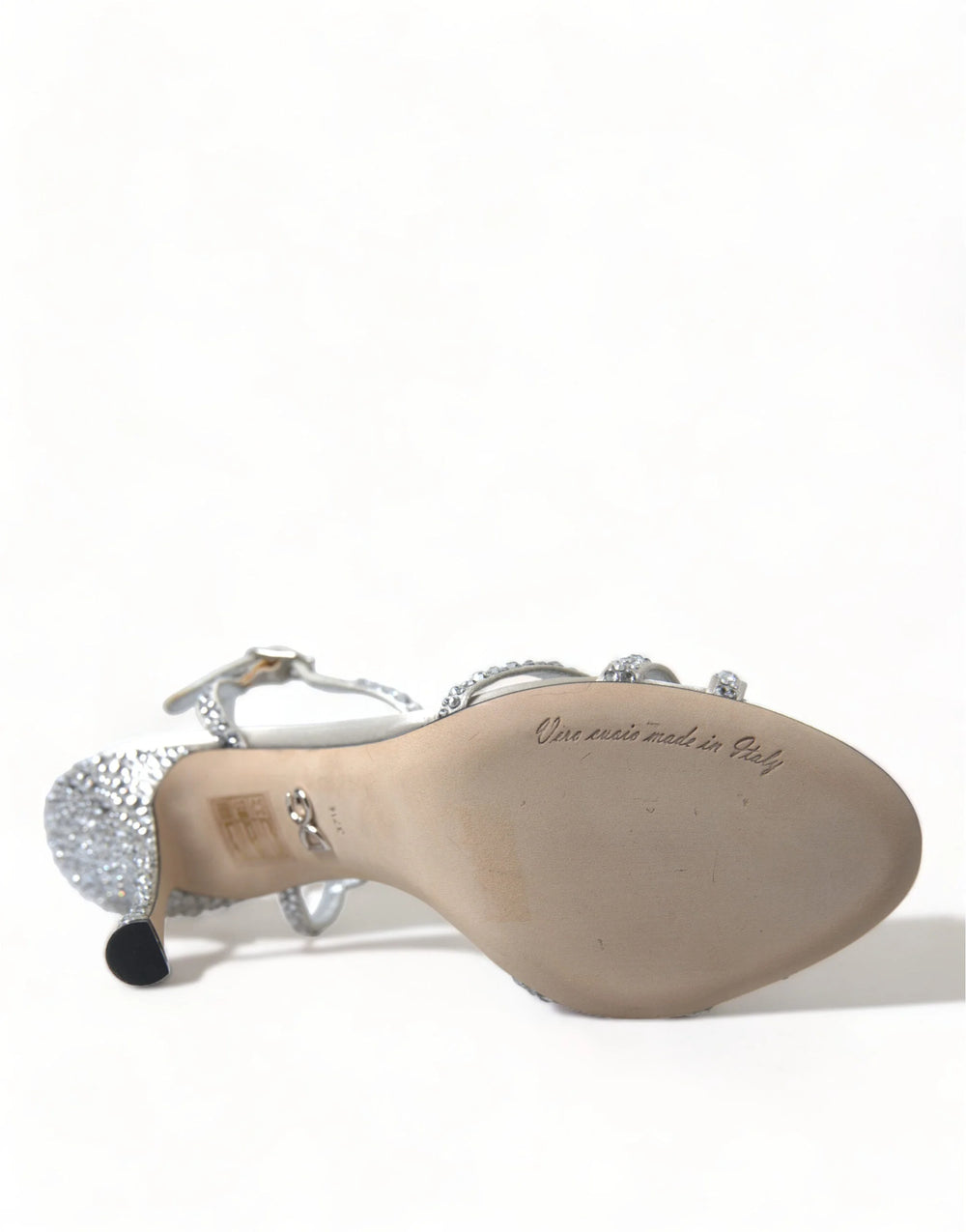 Dolce & Gabbana Silver Crystal Ankle Strap Sandals Shoes - Sandals