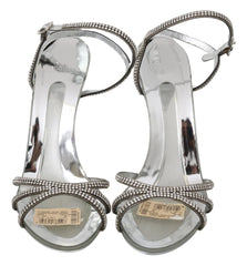 Dolce & Gabbana Silver Crystal Ankle Strap Sandals Shoes - EU39/US8.5