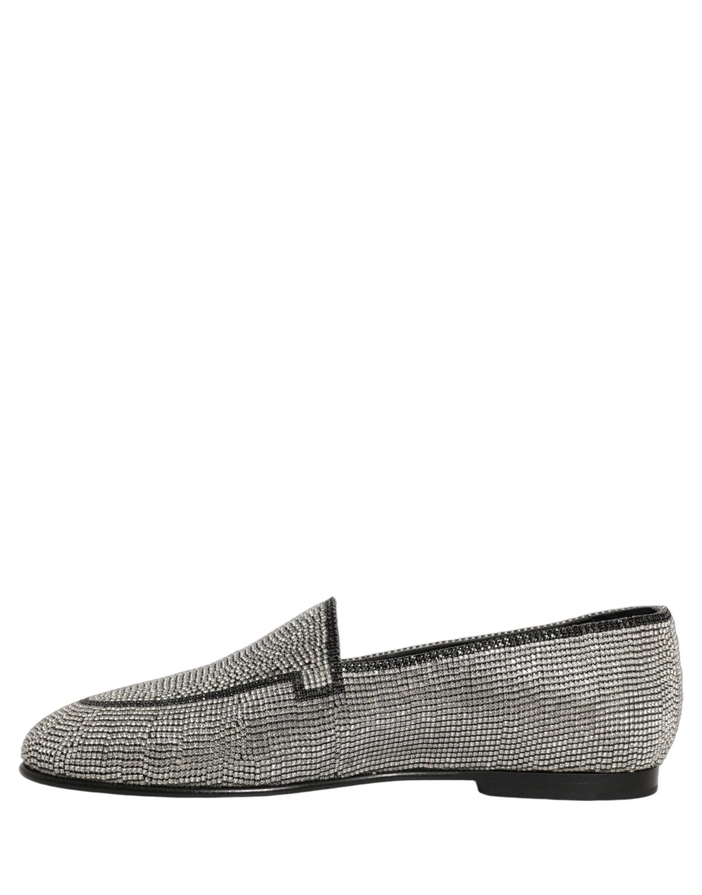 Dolce & Gabbana Silver Crystal Embellished Men Loafers Shoes - EU41/US8