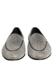 Dolce & Gabbana Silver Crystal Embellished Men Loafers Shoes - EU41/US8