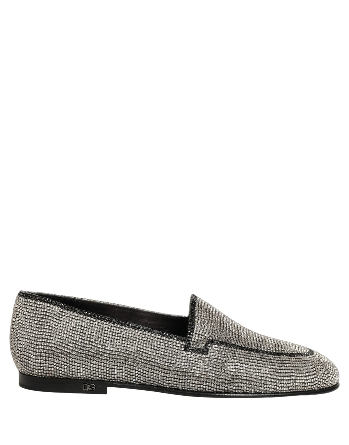 Dolce & Gabbana Silver Crystal Embellished Men Loafers Shoes - EU41/US8