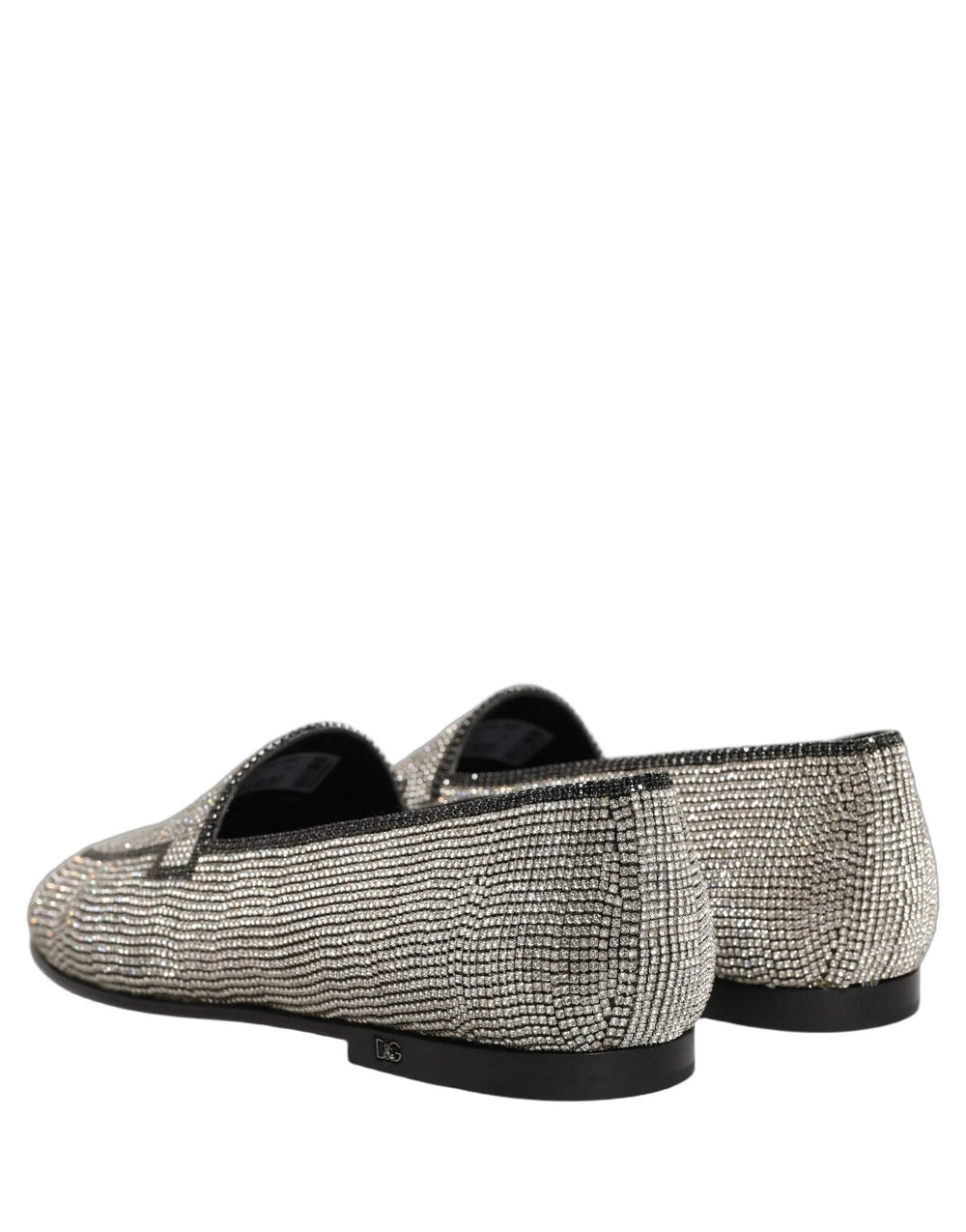 Dolce & Gabbana Silver Crystal Embellished Men Loafers Shoes - EU41/US8