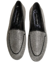 Dolce & Gabbana Silver Crystal Embellished Men Loafers Shoes - EU41/US8