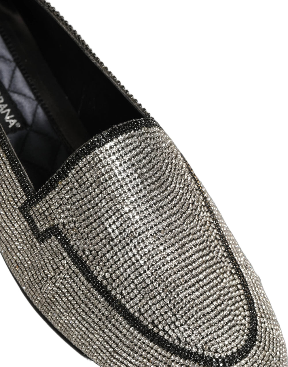 Dolce & Gabbana Silver Crystal Embellished Men Loafers Shoes - EU41/US8