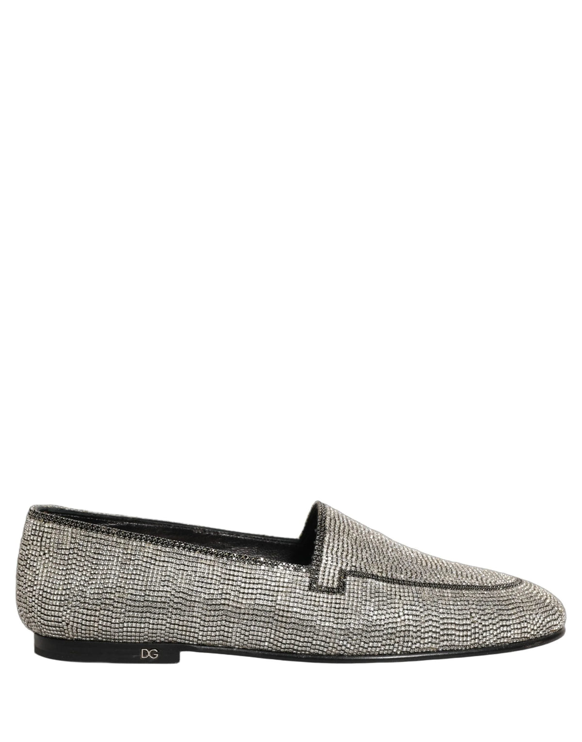 Dolce & Gabbana Silver Crystal Embellished Men Loafers Shoes - EU43/US10