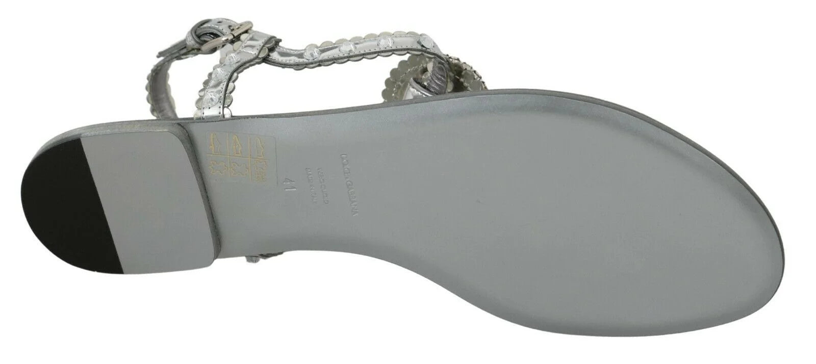 Dolce & Gabbana Silver Crystal Sandals Flip Flops Shoes - EU37/US6.5