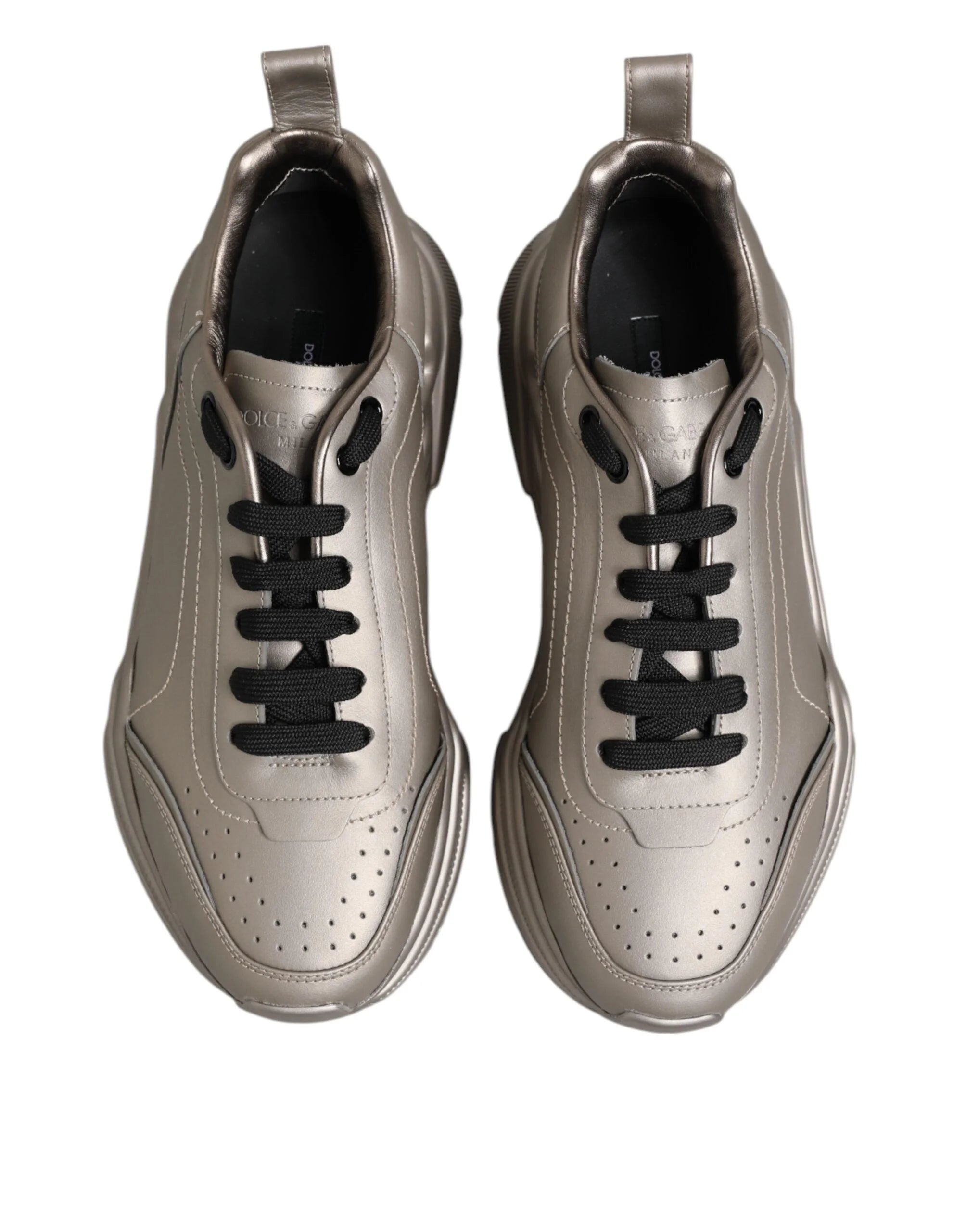 Dolce & Gabbana Silver DAYMASTER Leather Men Sneakers Shoes - Sneakers