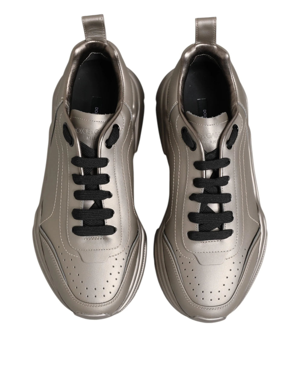 Dolce & Gabbana Silver DAYMASTER Leather Men Sneakers Shoes - Sneakers
