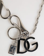 Dolce & Gabbana Silver DG Logo Key Holder Keychain Bag Charm Keyring - Keychains