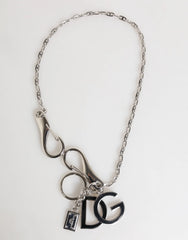 Dolce & Gabbana Silver DG Logo Key Holder Keychain Bag Charm Keyring - Keychains