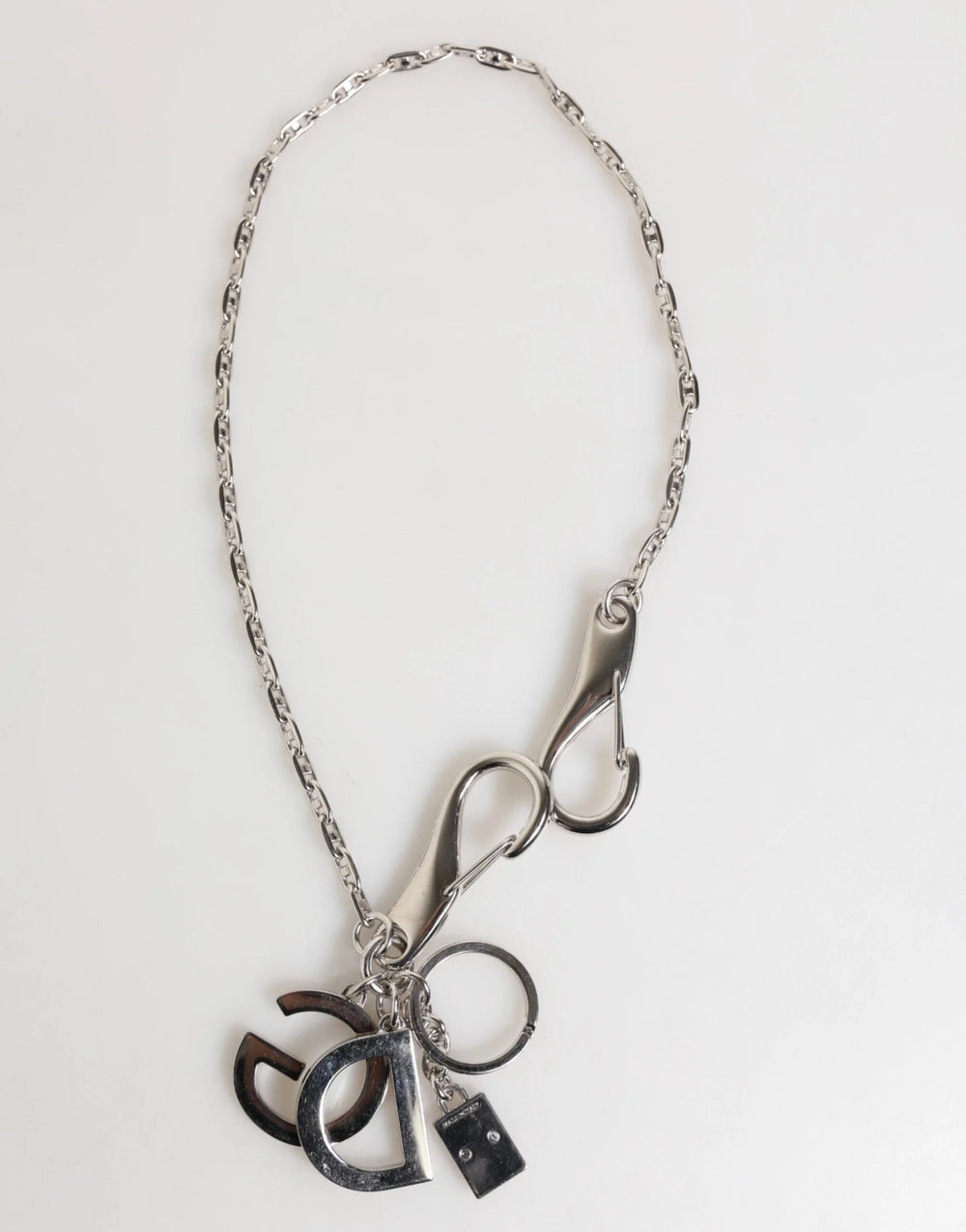 Dolce & Gabbana Silver DG Logo Key Holder Keychain Bag Charm Keyring - Keychains