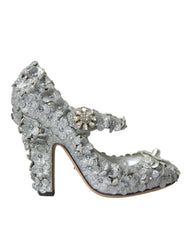 Dolce & Gabbana Silver Floral Crystal Mary Jane Pumps Shoes - EU36/US5.5 - Heels