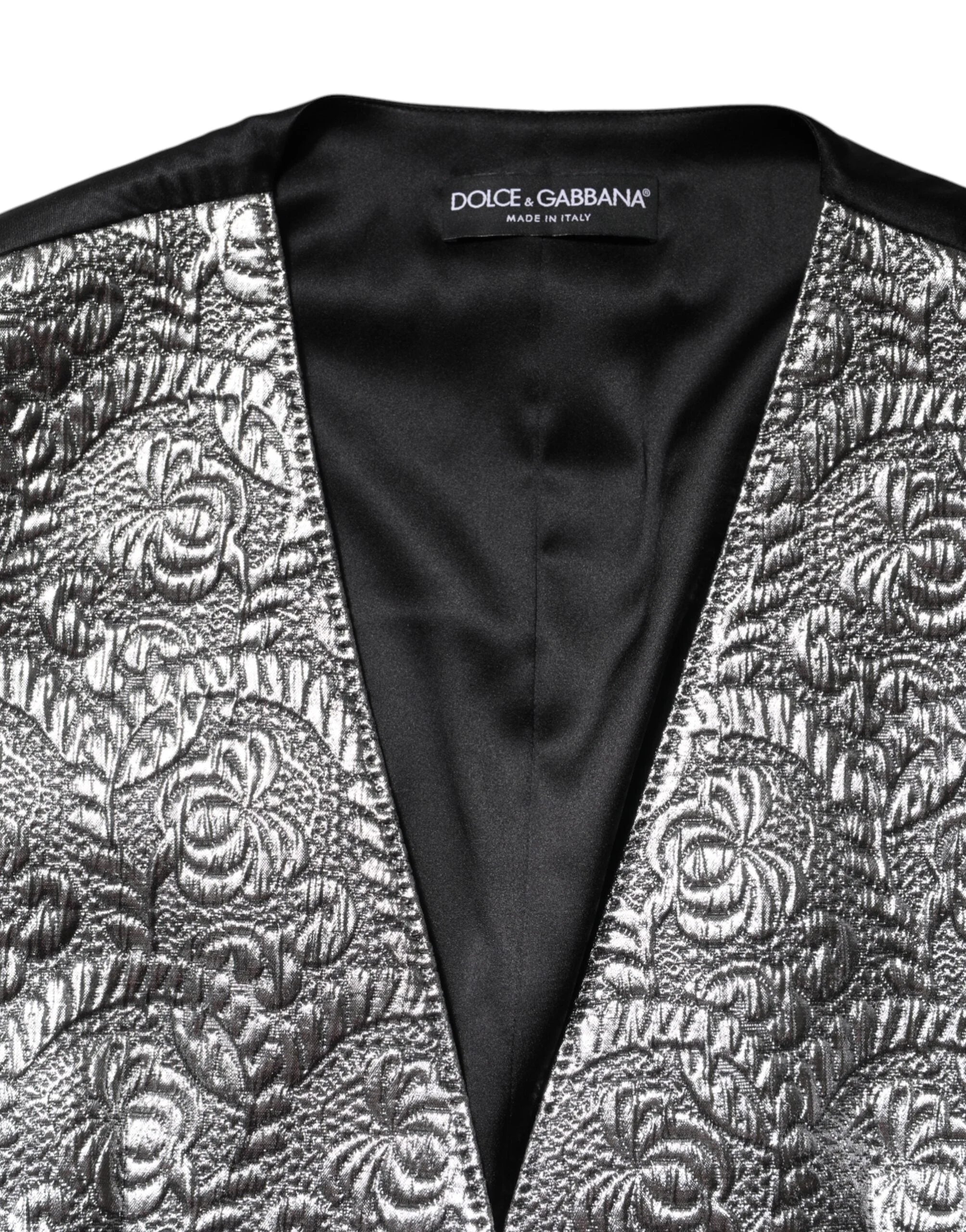 Dolce & Gabbana Silver Floral Jacquard Sleeveless Vest Top - IT40|S - Vests