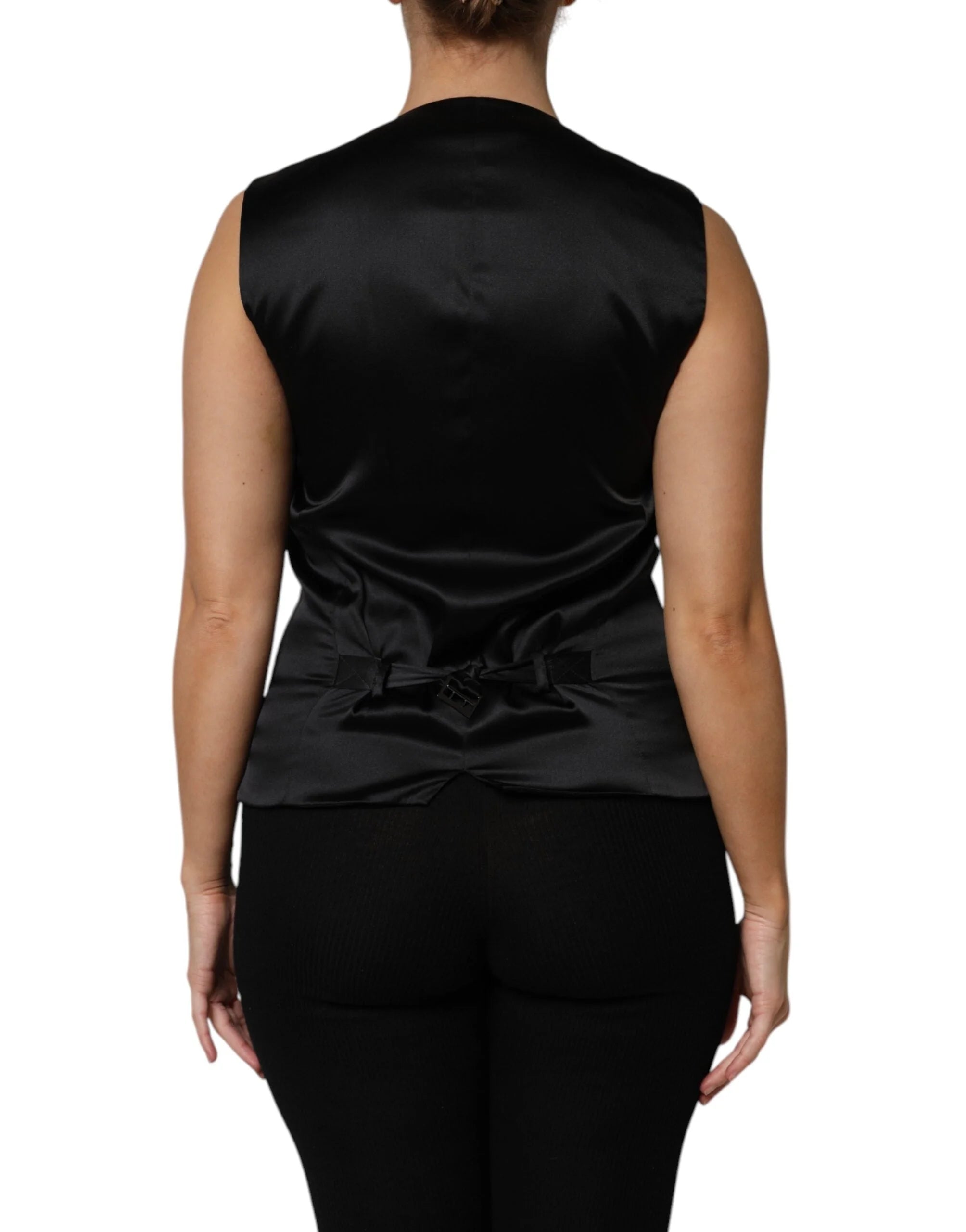 Dolce & Gabbana Silver Floral Jacquard Sleeveless Vest Top - IT40|S - Vests