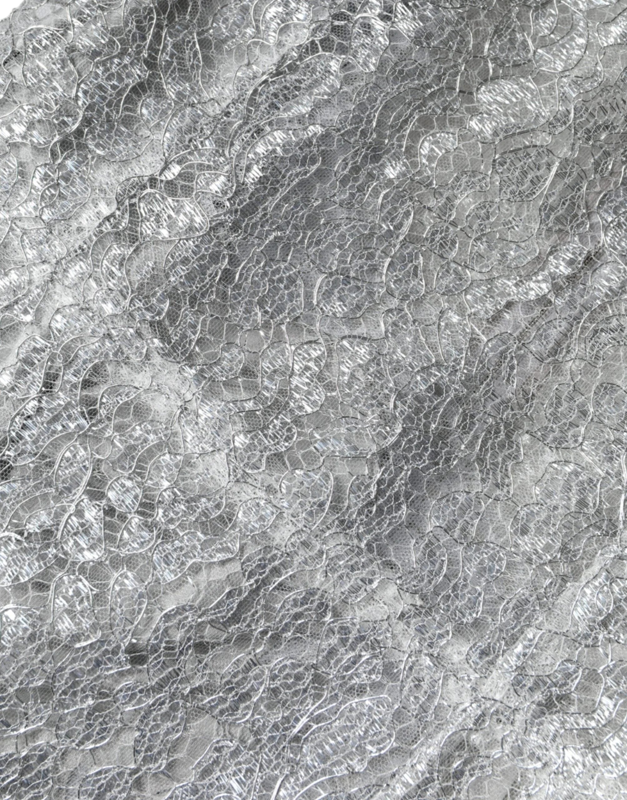 Dolce & Gabbana Silver Floral Lace Bodycon Sheath Midi Dress - IT40|S - Dresses