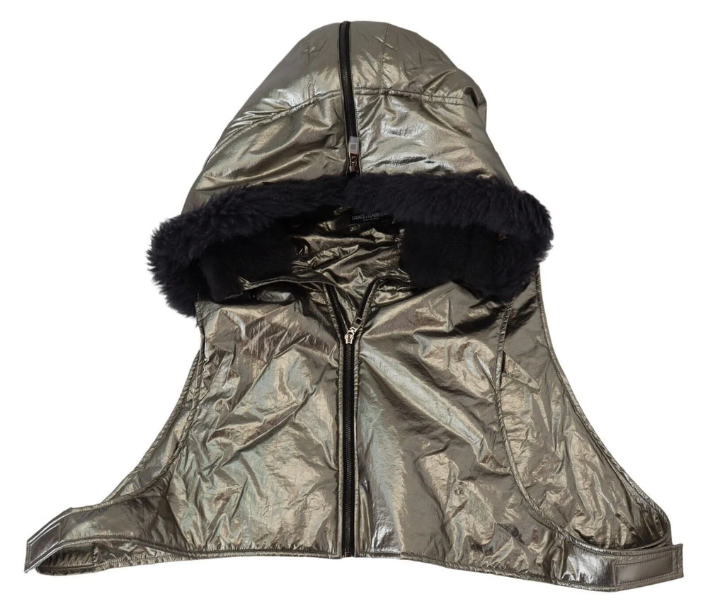 Dolce & Gabbana Silver Fur Whole Head Wrap Men Capello Nylon Hat - 58cm|L - Winter Hats