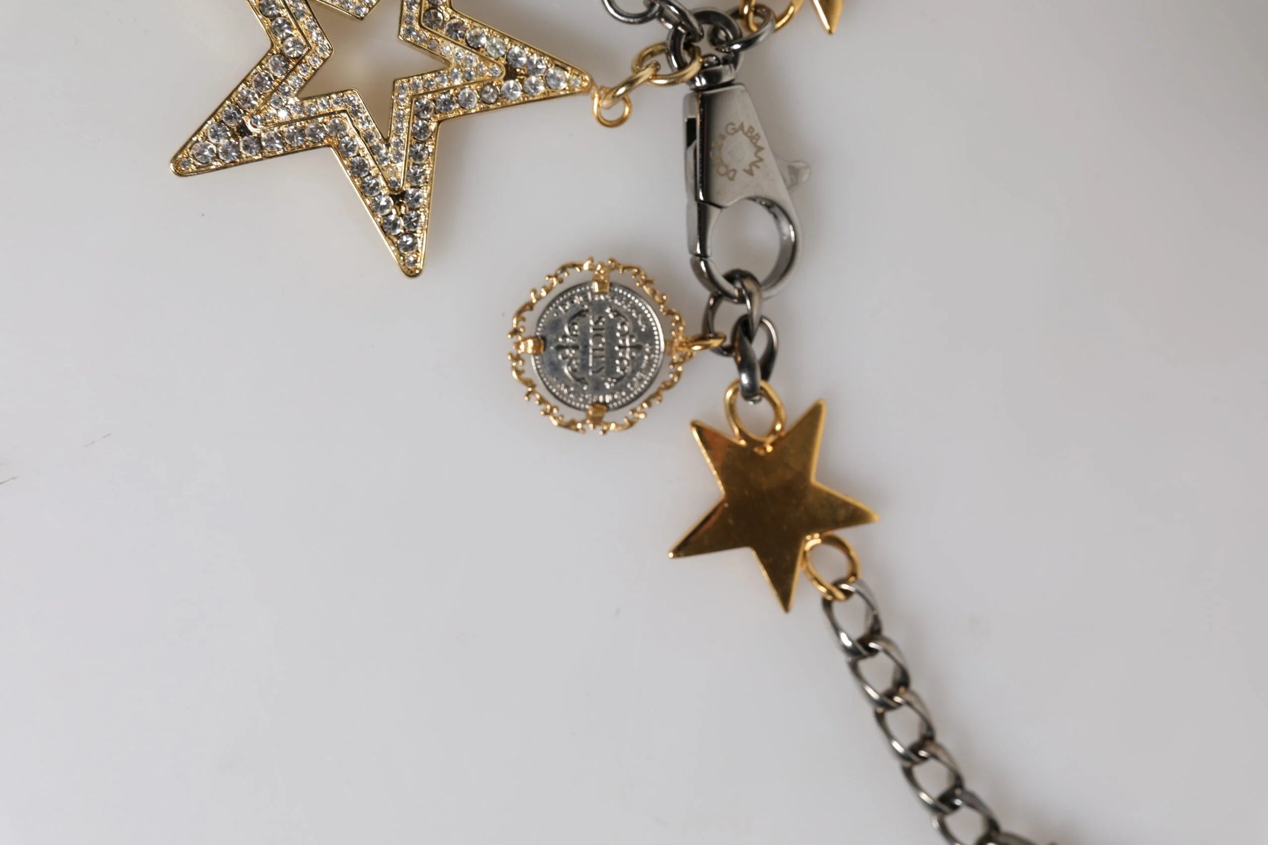 Dolce & Gabbana Silver Gold Brass Embellished Waist Chain Belt - S - Belts