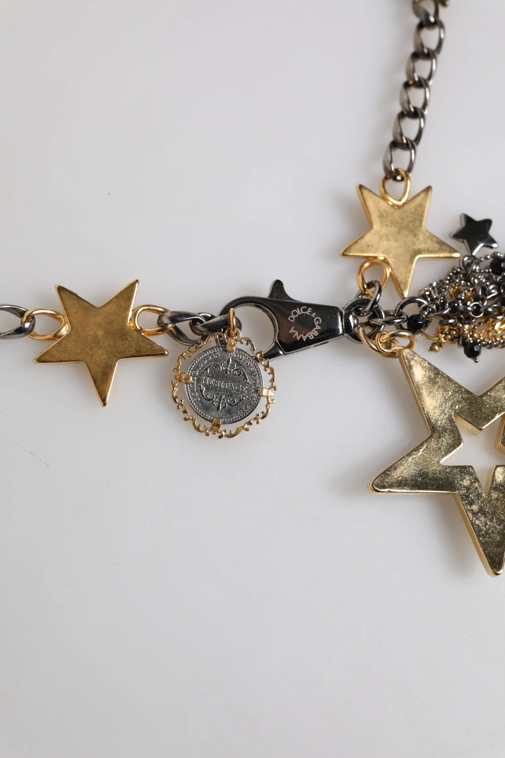 Dolce & Gabbana Silver Gold Brass Embellished Waist Chain Belt - S - Belts