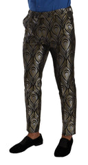 Dolce & Gabbana Silver Gold Jacquard Men Trouser Dress Pants - IT48 | M - Trousers