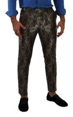 Dolce & Gabbana Silver Gold Jacquard Men Trouser Dress Pants - IT48 | M - Trousers