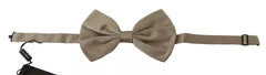 Dolce & Gabbana Silver Gray 100% Silk Adjustable Neck Bow Tie - Neckties