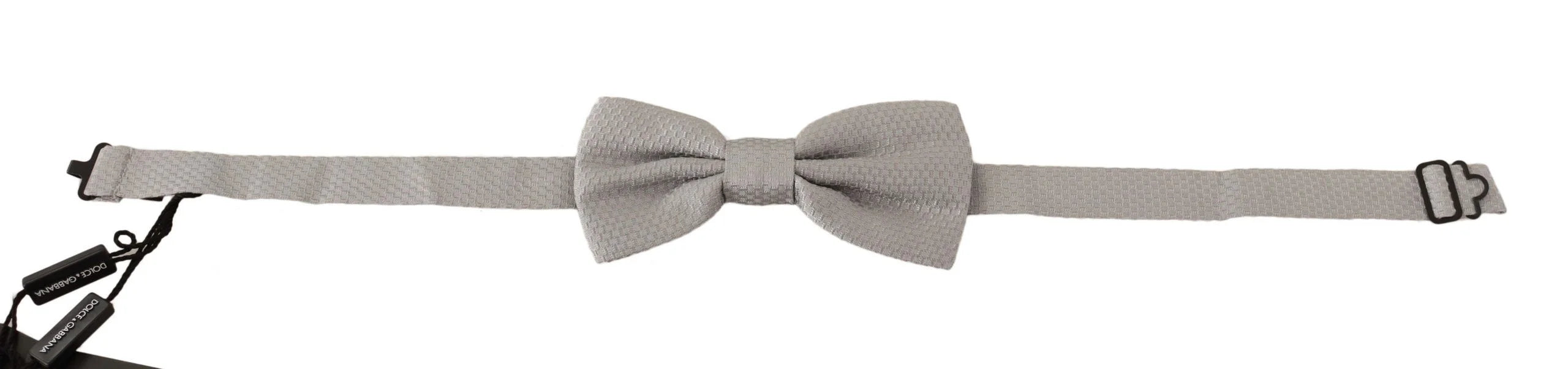 Dolce & Gabbana Silver Gray 100% Silk Adjustable Neck Papillon Bow Tie - Neckties