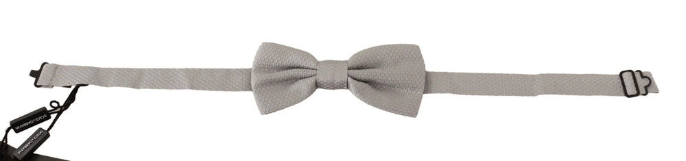 Dolce & Gabbana Silver Gray 100% Silk Adjustable Neck Papillon Bow Tie - Neckties