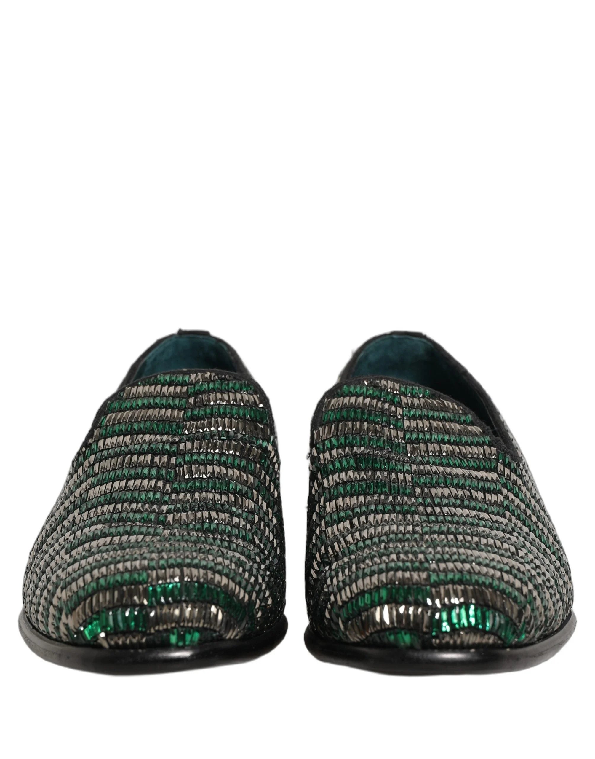 Dolce & Gabbana Slipper mit silbernen und grünen Verzierungen – EU44/US11