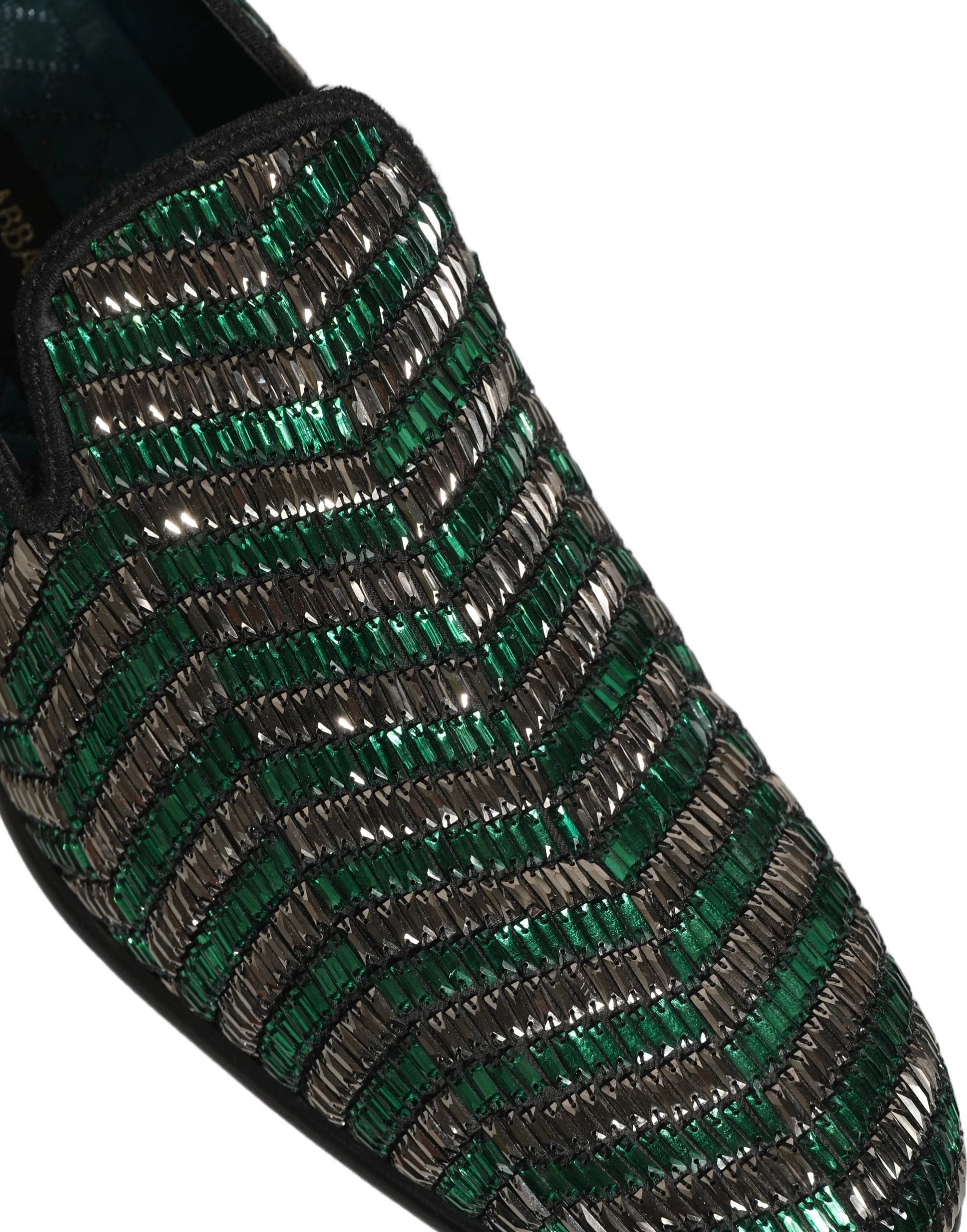 Dolce & Gabbana Slipper mit silbernen und grünen Verzierungen – EU44/US11