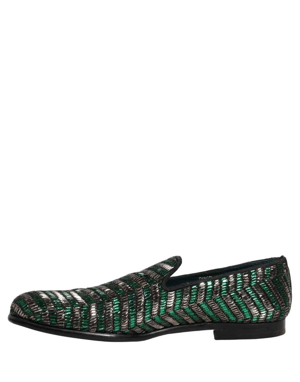 Dolce & Gabbana Slipper mit silbernen und grünen Verzierungen – EU44/US11