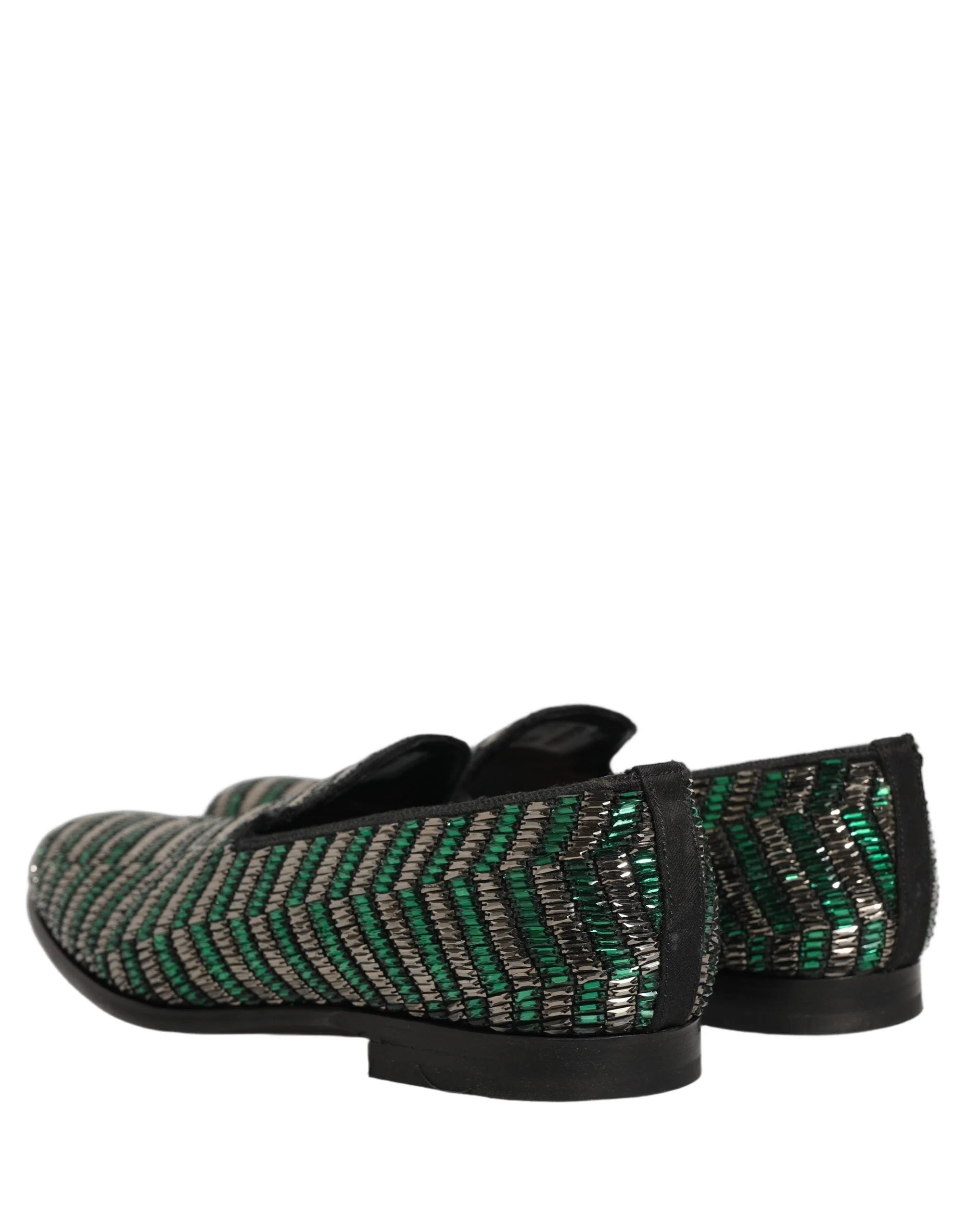 Dolce & Gabbana Slipper mit silbernen und grünen Verzierungen – EU44/US11
