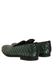 Dolce & Gabbana Slipper mit silbernen und grünen Verzierungen – EU44/US11