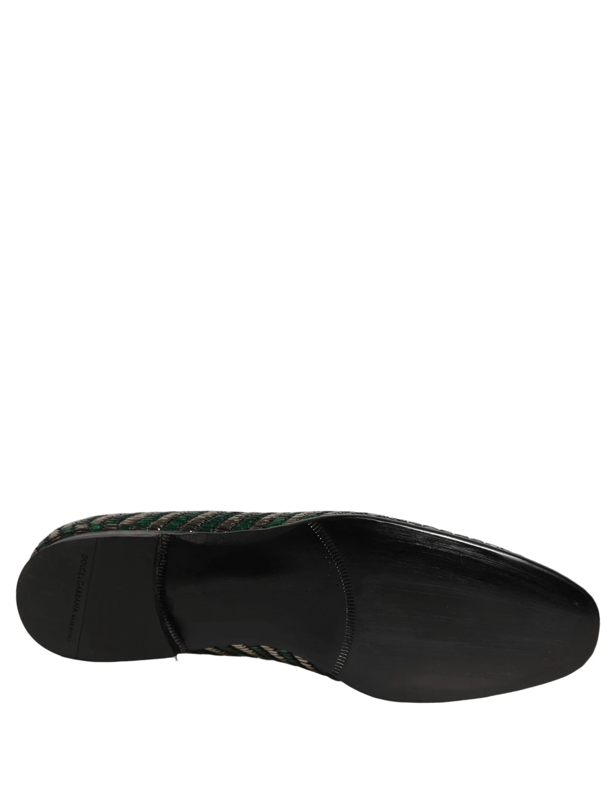 Dolce & Gabbana Slipper mit silbernen und grünen Verzierungen – EU44/US11
