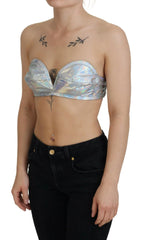 Dolce & Gabbana Silver Holographic Effect Bustier Brassiere Top - IT40|S - Bras