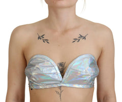 Dolce & Gabbana Silver Holographic Effect Bustier Brassiere Top - IT40|S - Bras