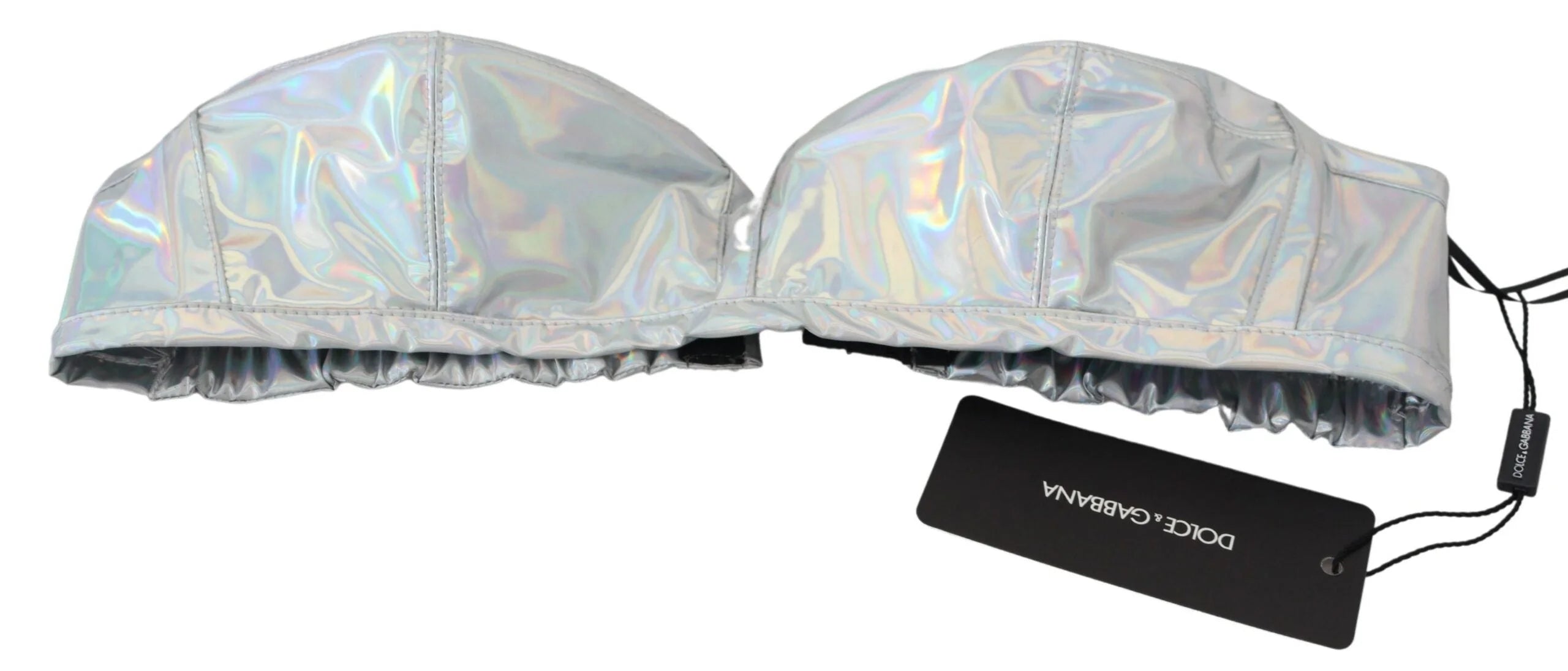 Dolce & Gabbana Silver Holographic Effect Bustier Brassiere Top - IT40|S - Bras