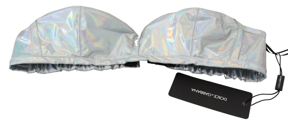 Dolce & Gabbana Silver Holographic Effect Bustier Brassiere Top - IT40|S - Bras