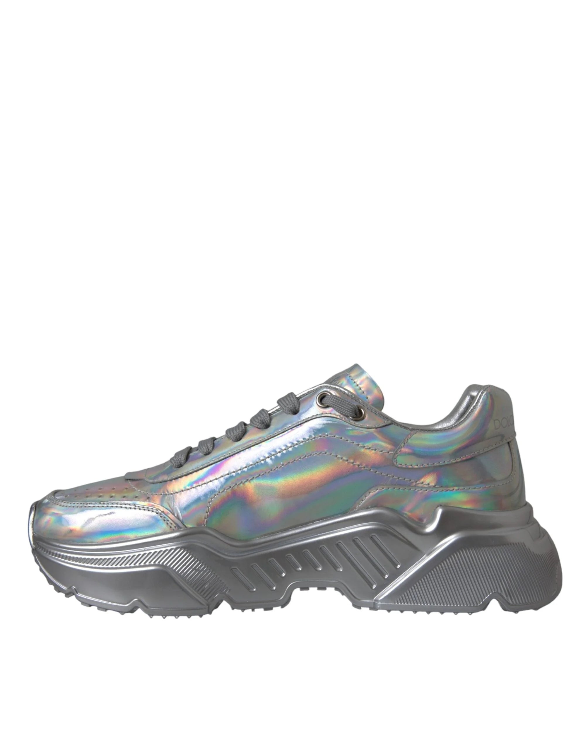 Dolce & Gabbana Silver Iridescent DAYMASTER Leather Sneakers Shoes - EU39/US8.5 - Sneakers