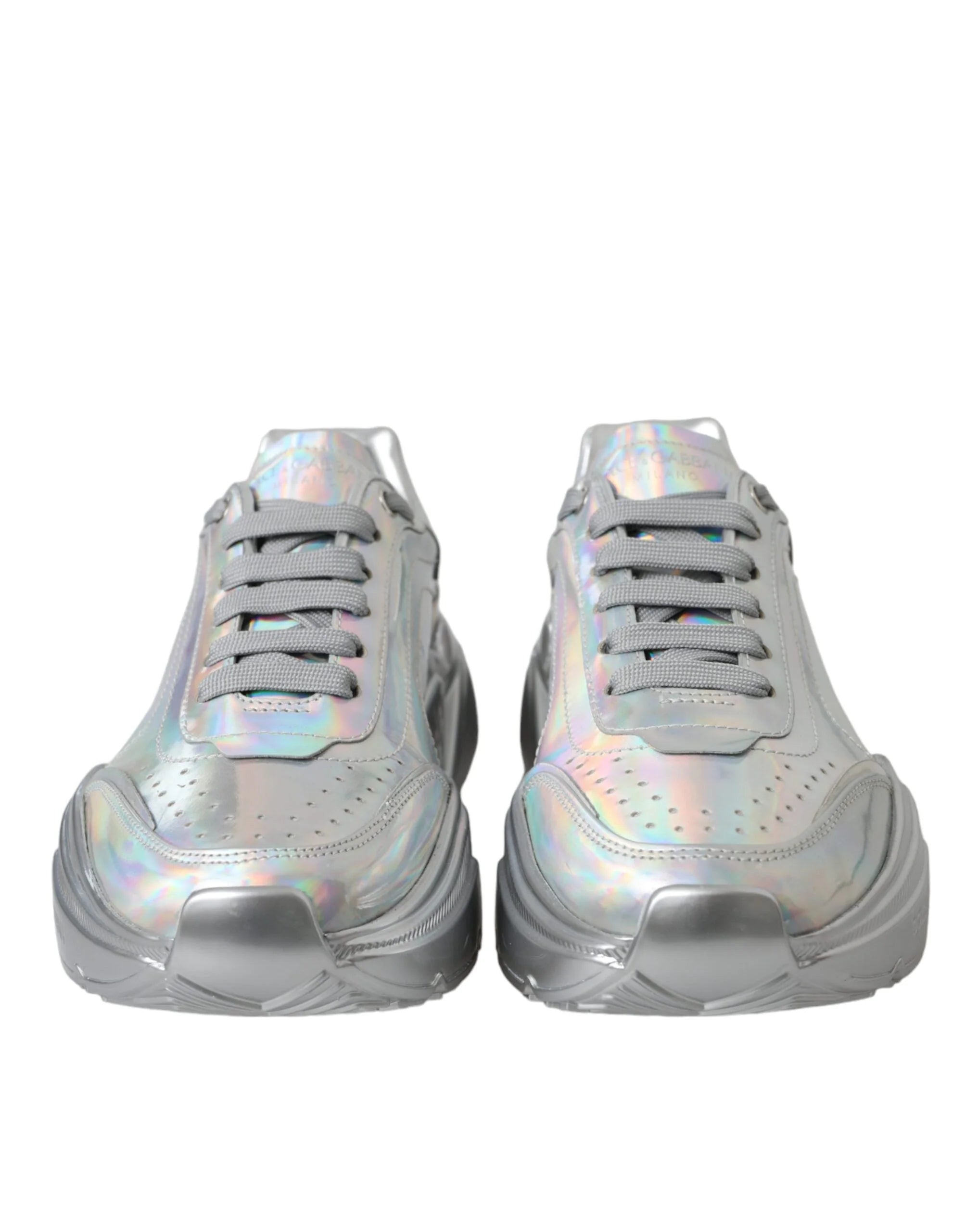 Dolce & Gabbana Silver Iridescent DAYMASTER Leather Sneakers Shoes - EU39/US8.5 - Sneakers